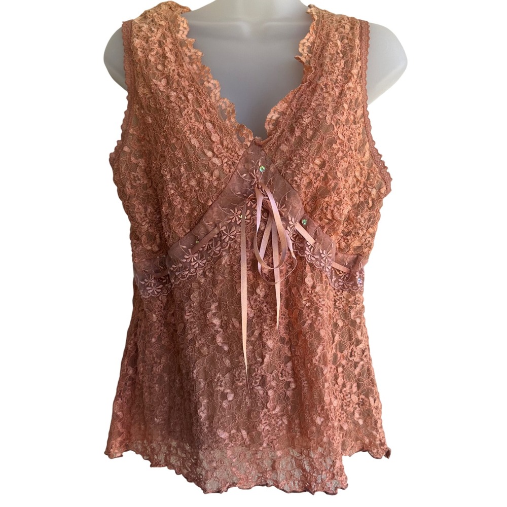 Merona Peach Lace Tank Top